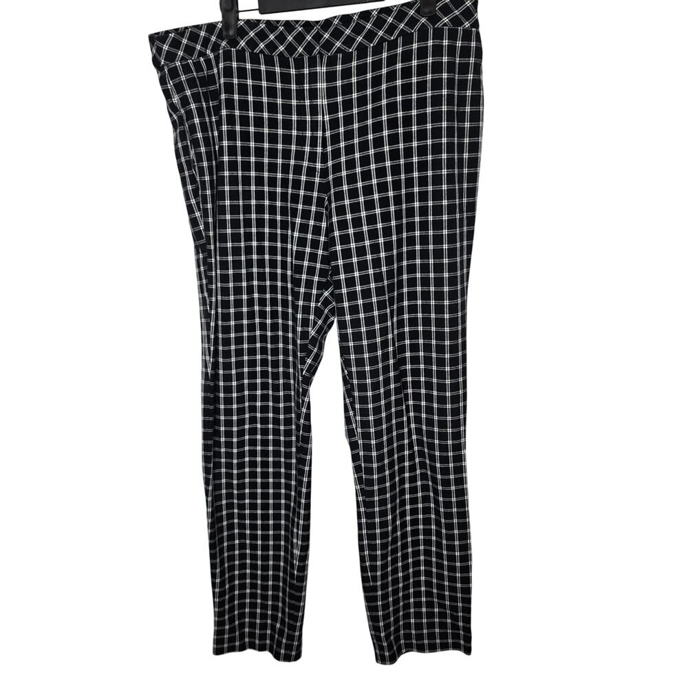 J. Jill Premium Bi-Stretch Black White Plaid Straight Leg Pants Size 14 Tall